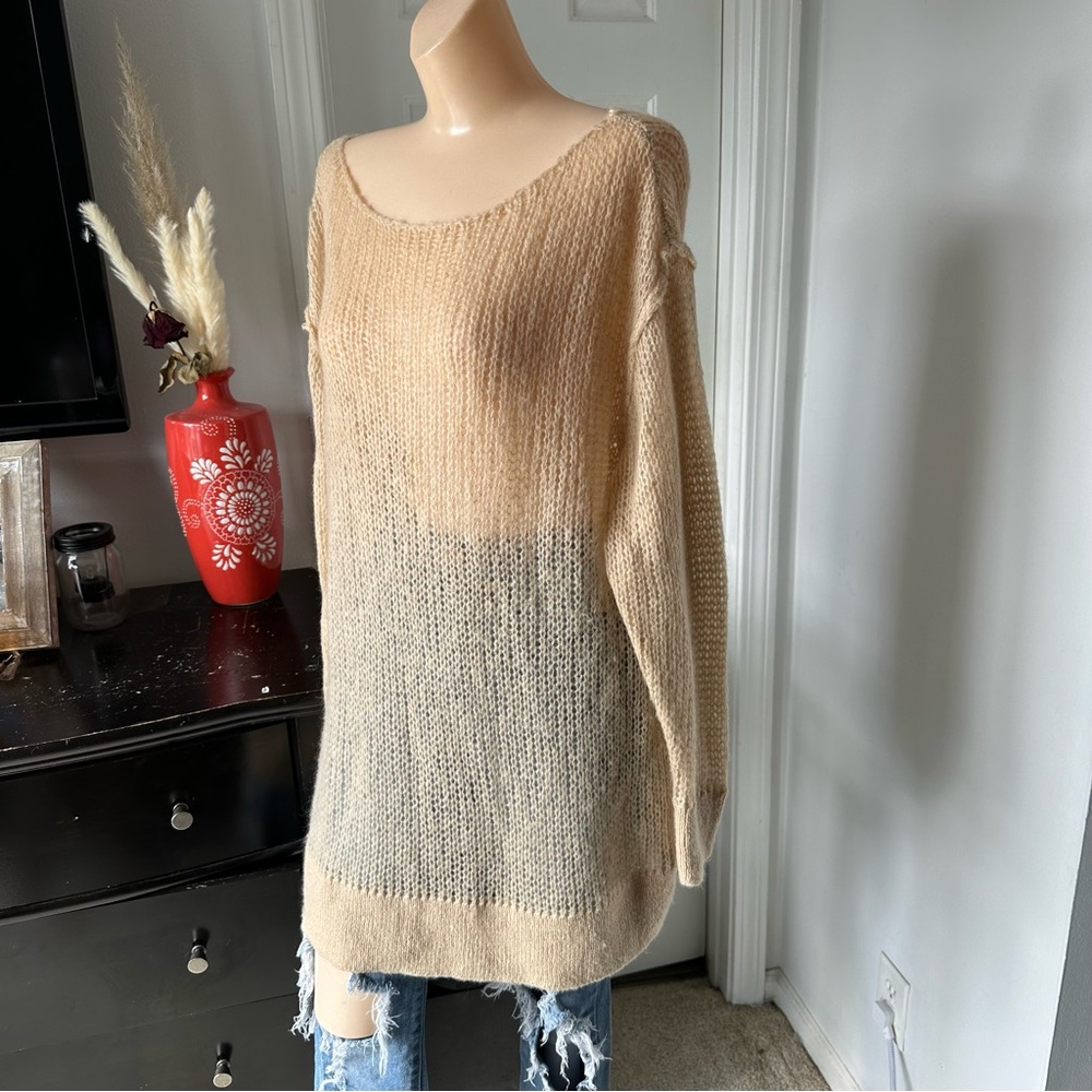 FREE PEOPLE MOHAIR BLEND TRANSPARENT TUNIC SWEATER - Picture 8 of 12